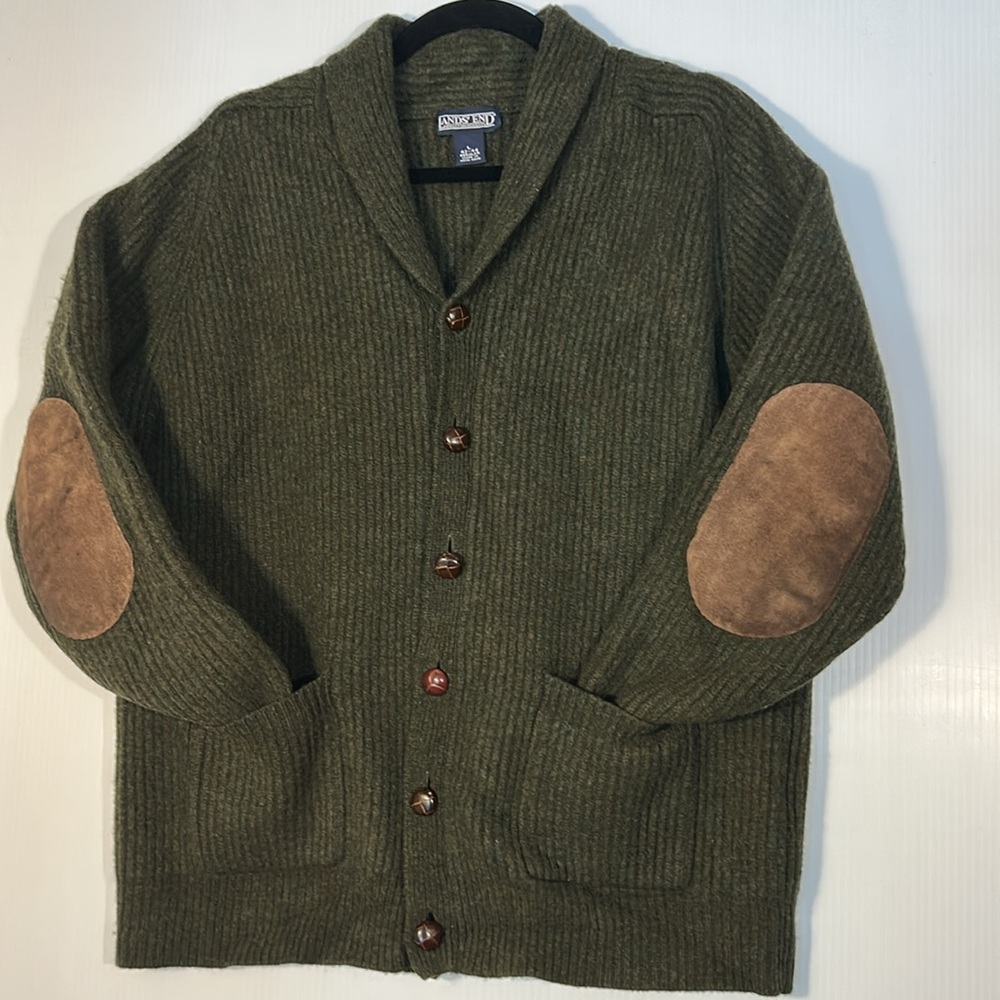 Men’s Land’s End Wool cardigan Large